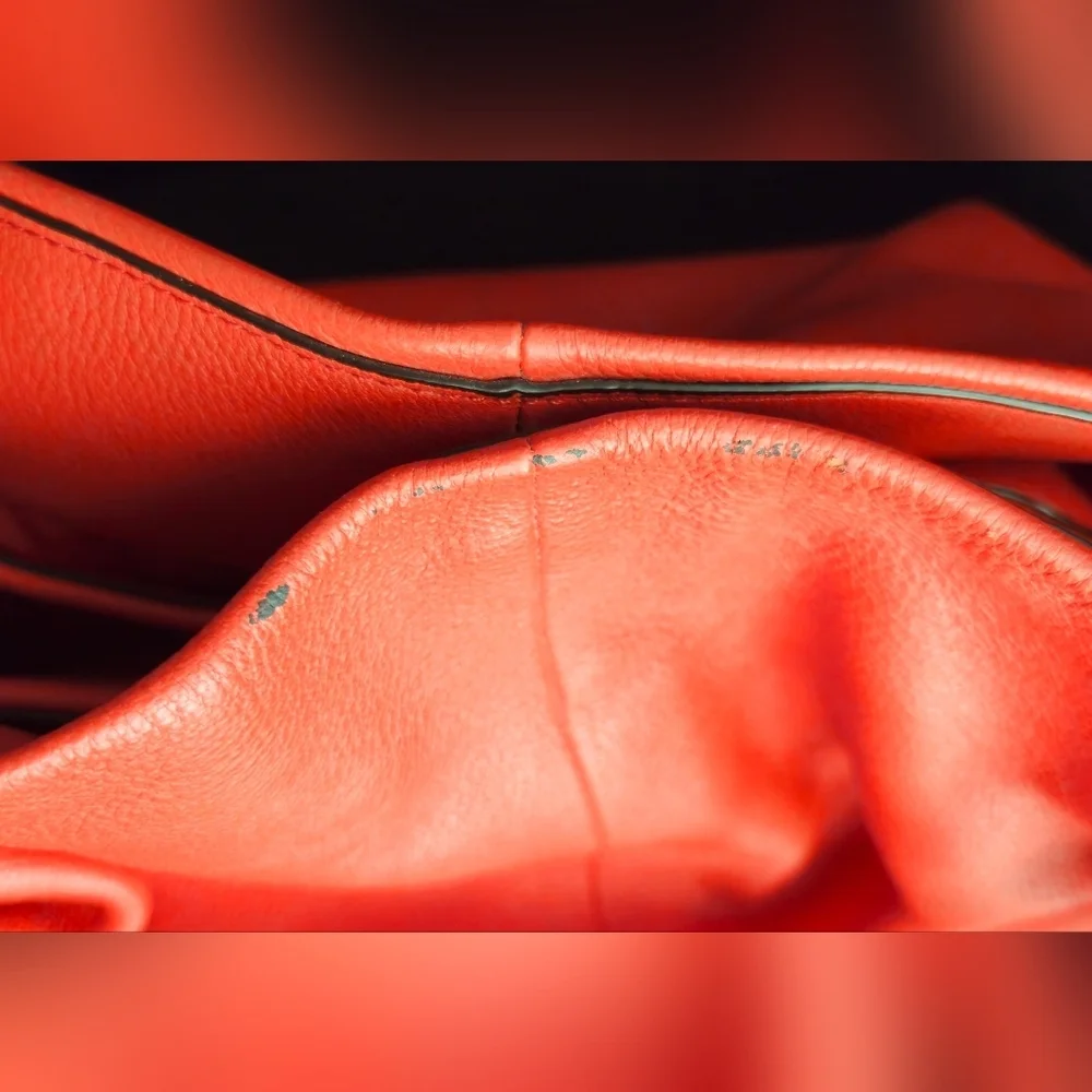Coach Madison Phoebe Red-Orange Pebbled Leather Slouch Shoulder Bag